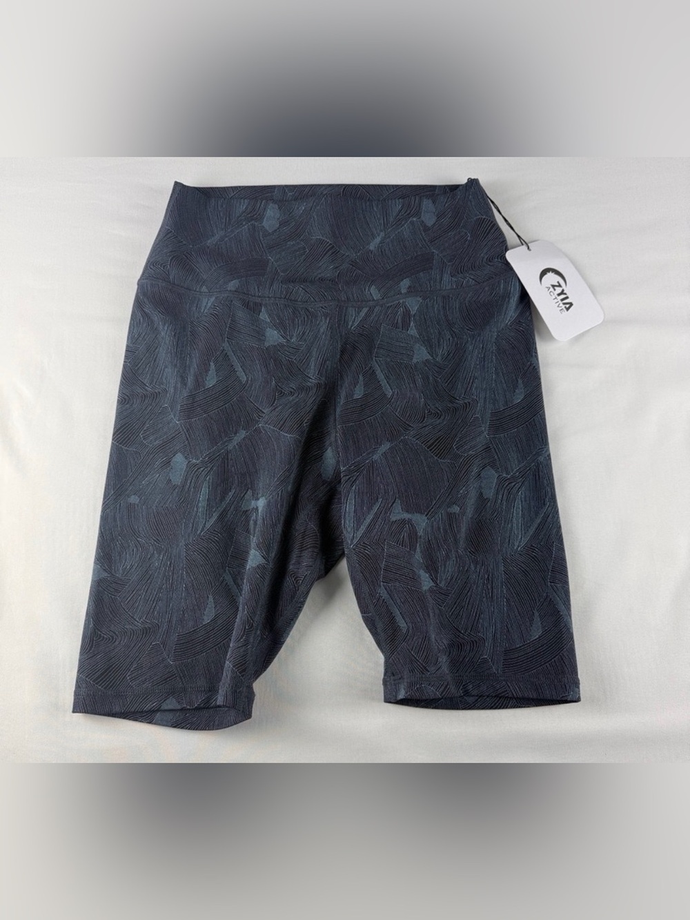 ZYIA Navy Patterned High-Waist Bike Shorts